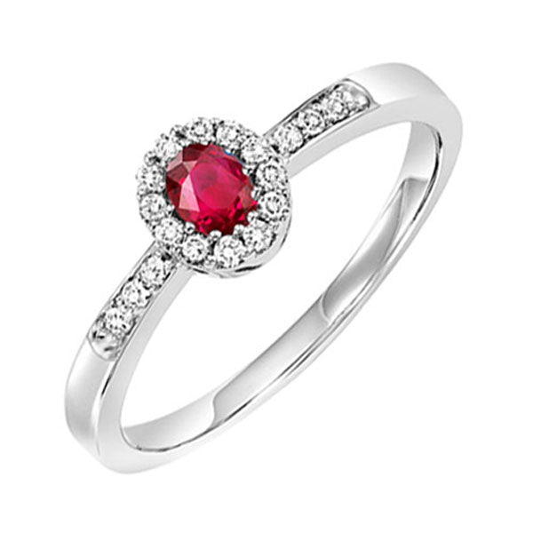 14Kt White Gold Diamond (1/6Ctw) & Ruby (1/5 Ctw) Ring